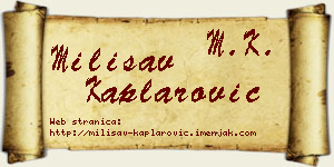 Milisav Kaplarović vizit kartica